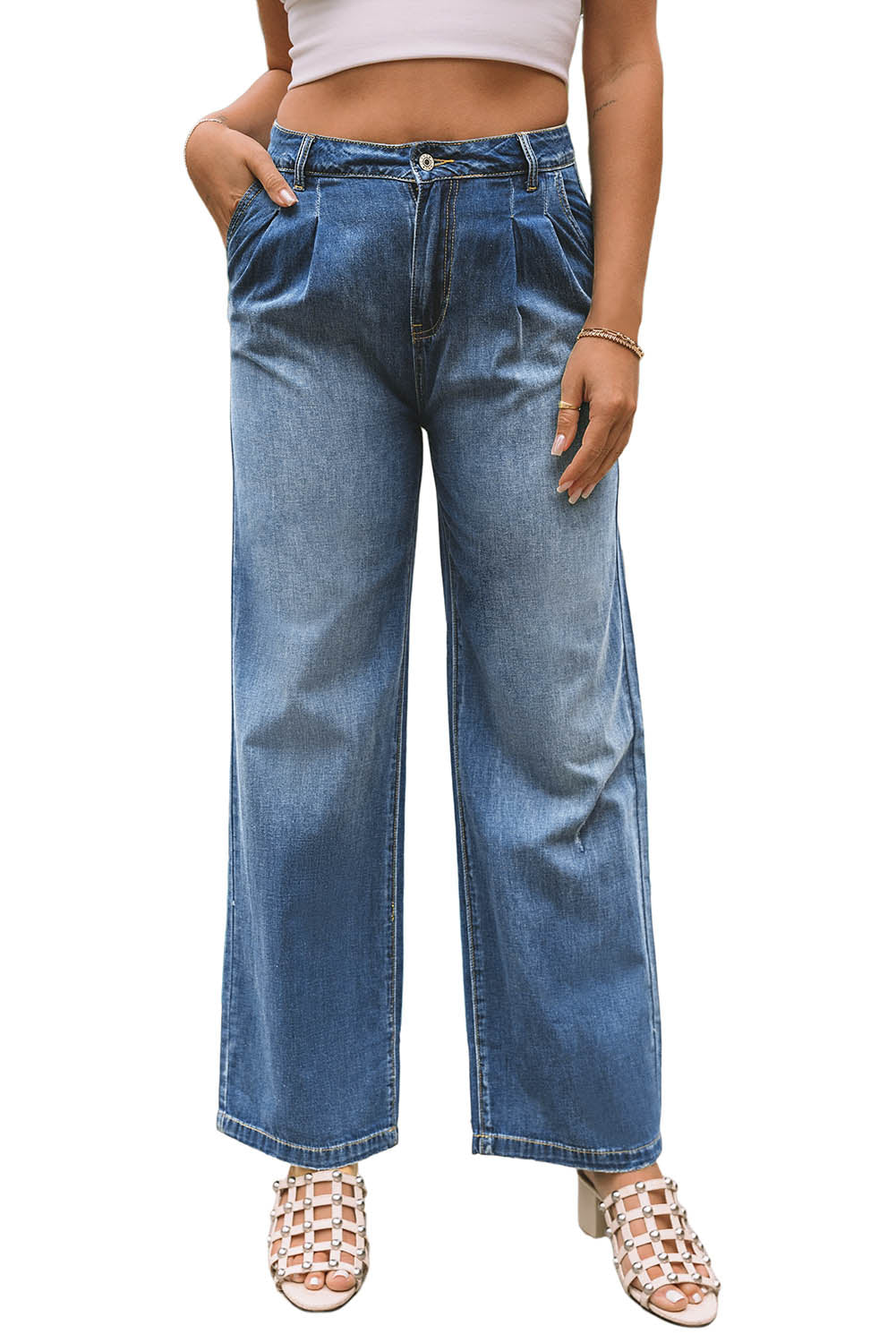 Blue Slouchy Wide Leg Jeans - Premium Bottoms/Jeans from Ashes 2 Wildflowers Boutique, LLC- Just $41.40! Shop now at Ashes 2 Wildflowers Boutique, LLC