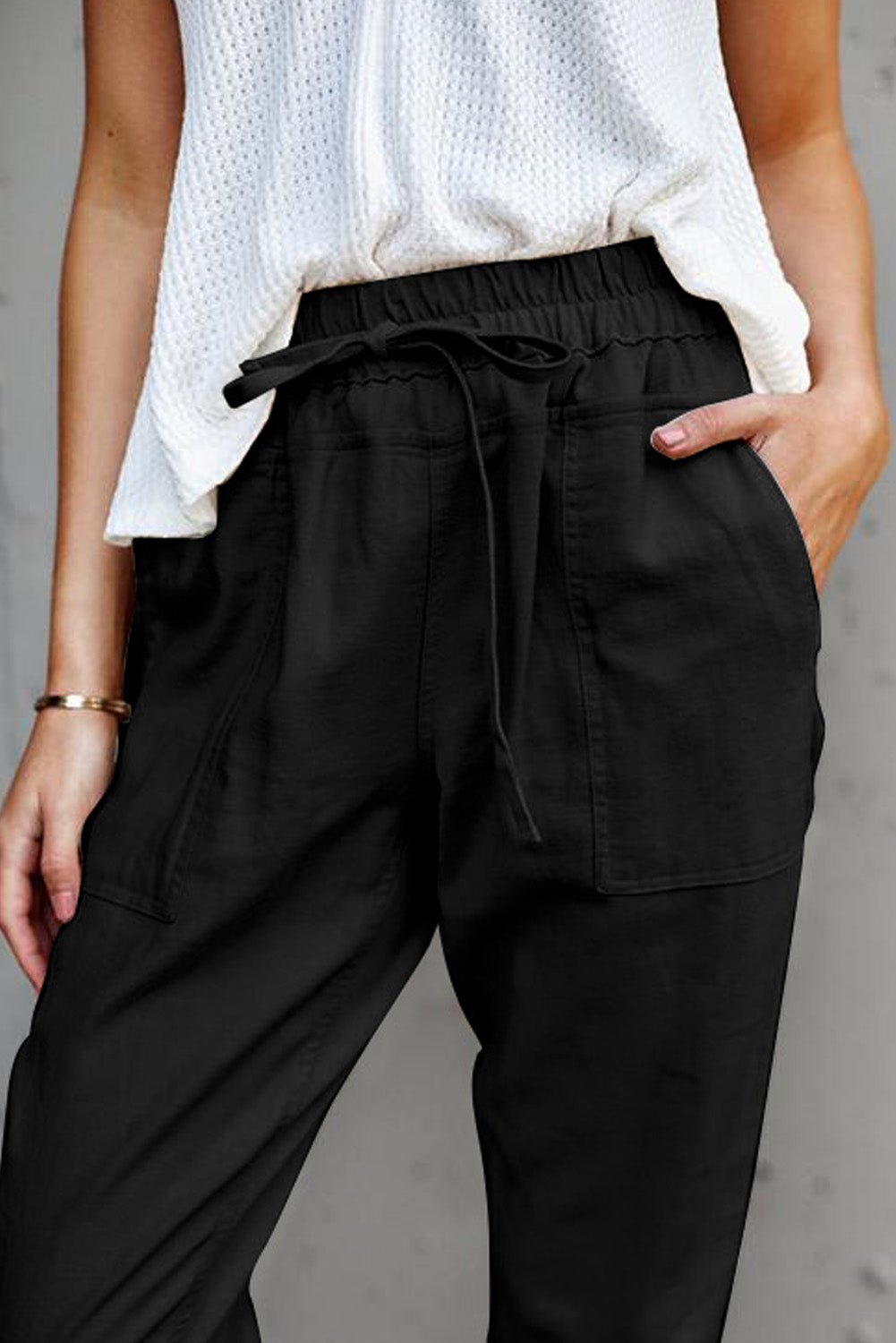 Black Causal Pockets Pants - Premium Bottoms from Momma Done Gone Crafty- Just $32.99! Shop now at Momma Done Gone Crafty