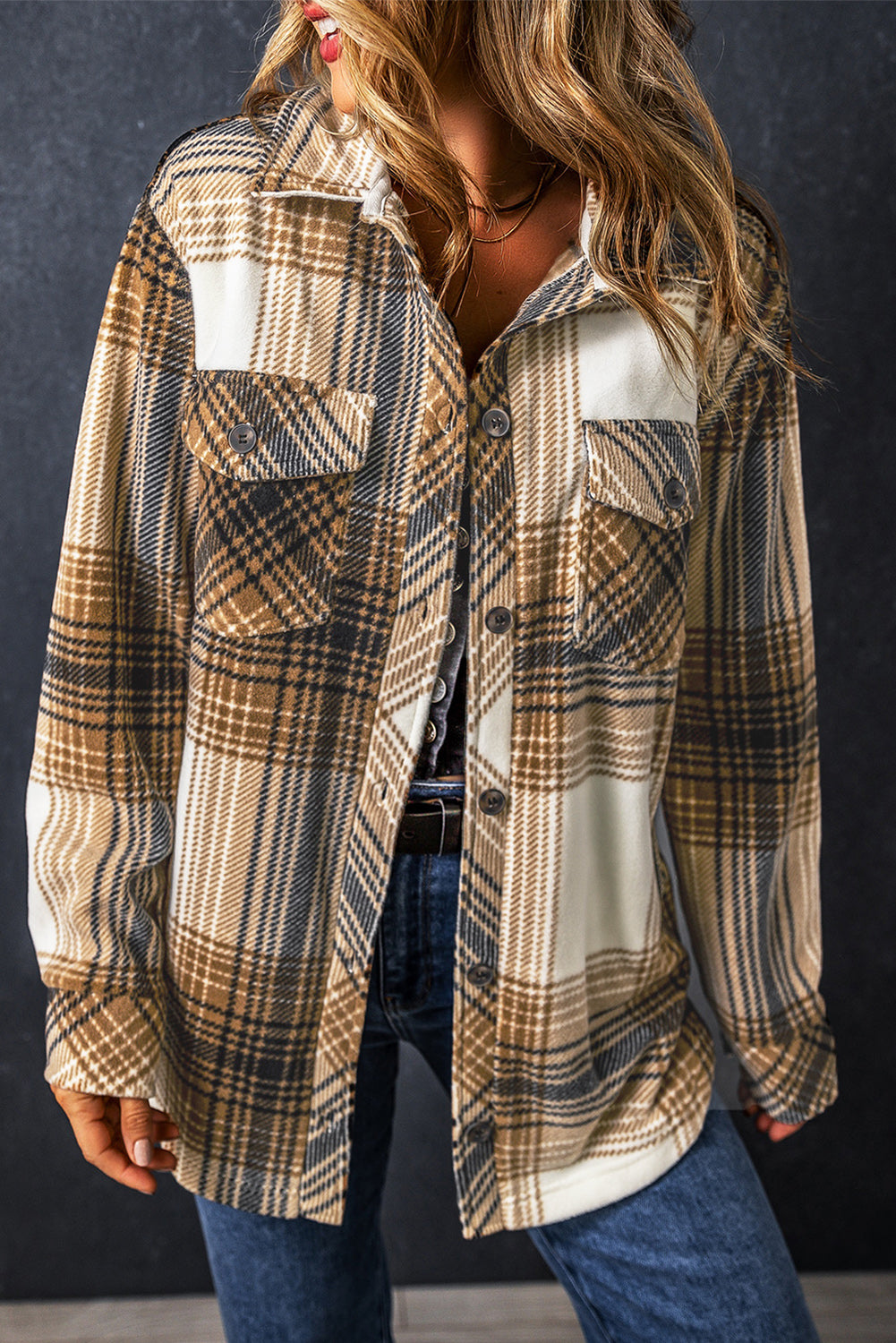 Multicolour Plaid Print Flap Pocket Button Up Shacket - Premium Outerwear/Jackets from Ashes 2 Wildflowers Boutique, LLC- Just $36.45! Shop now at Ashes 2 Wildflowers Boutique, LLC