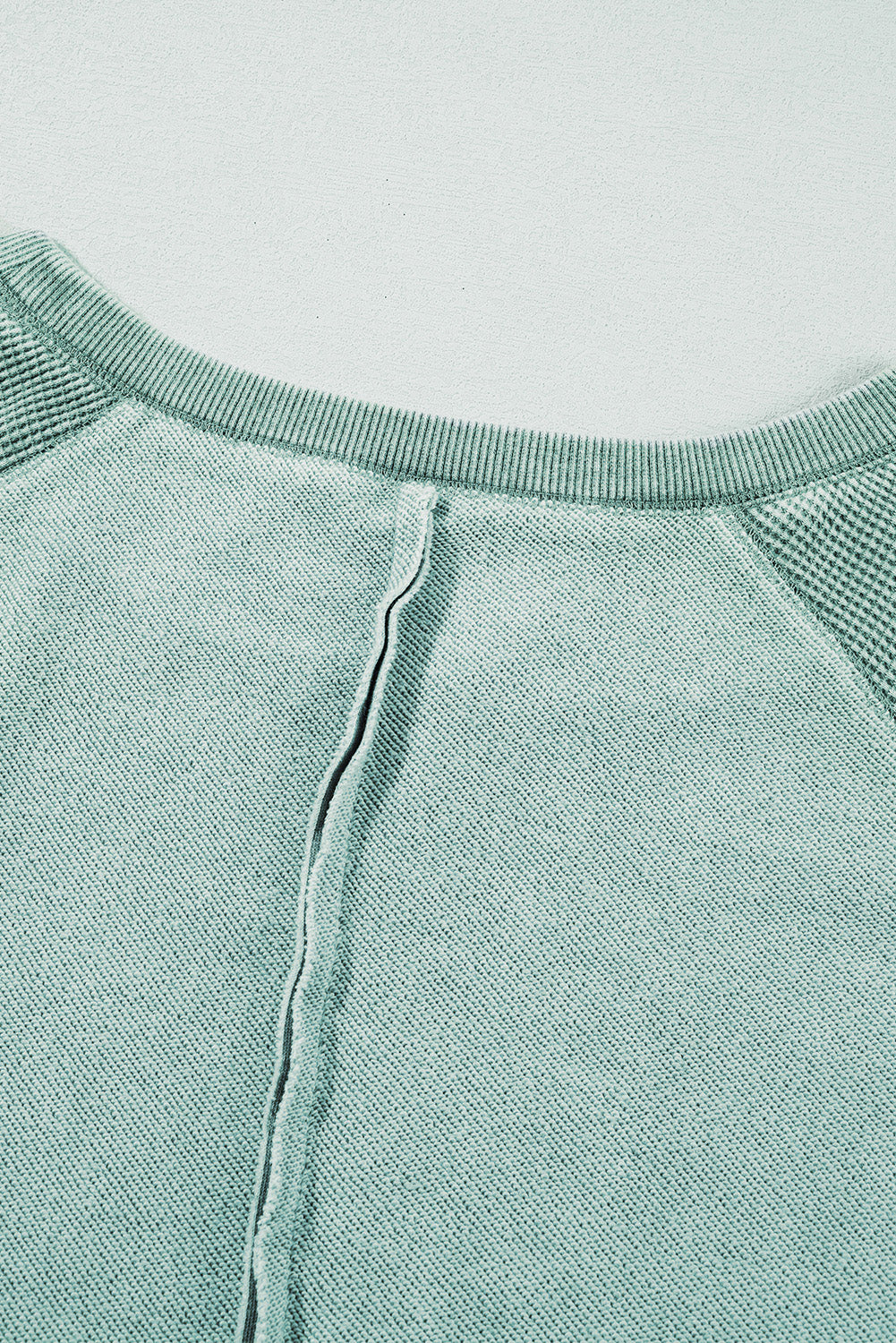 Mineral Blue Waffle Knit Patchwork Exposed Seam Raglan Sweatshirt - Premium Tops/Sweatshirts & Hoodies from Ashes 2 Wildflowers Boutique, LLC- Just $37.19! Shop now at Ashes 2 Wildflowers Boutique, LLC