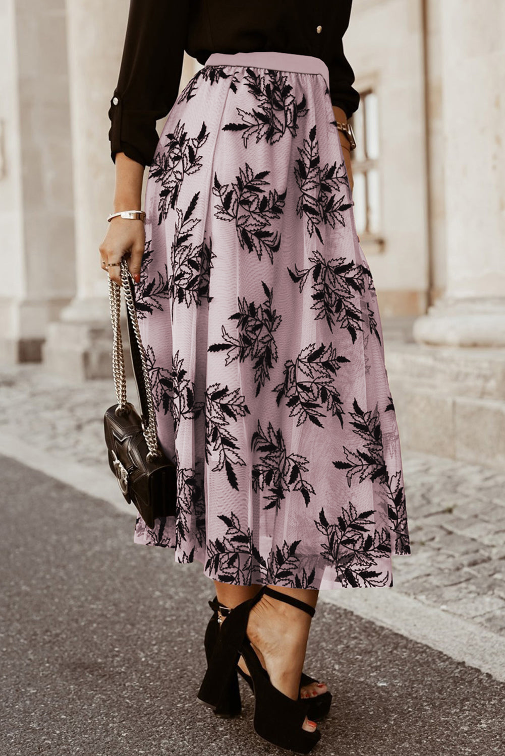 Peach Blossom Floral Leaves Embroidered High Waist Maxi Skirt - Premium Bottoms/Skirts & Petticoat from Ashes 2 Wildflowers Boutique, LLC- Just $16.59! Shop now at Ashes 2 Wildflowers Boutique, LLC
