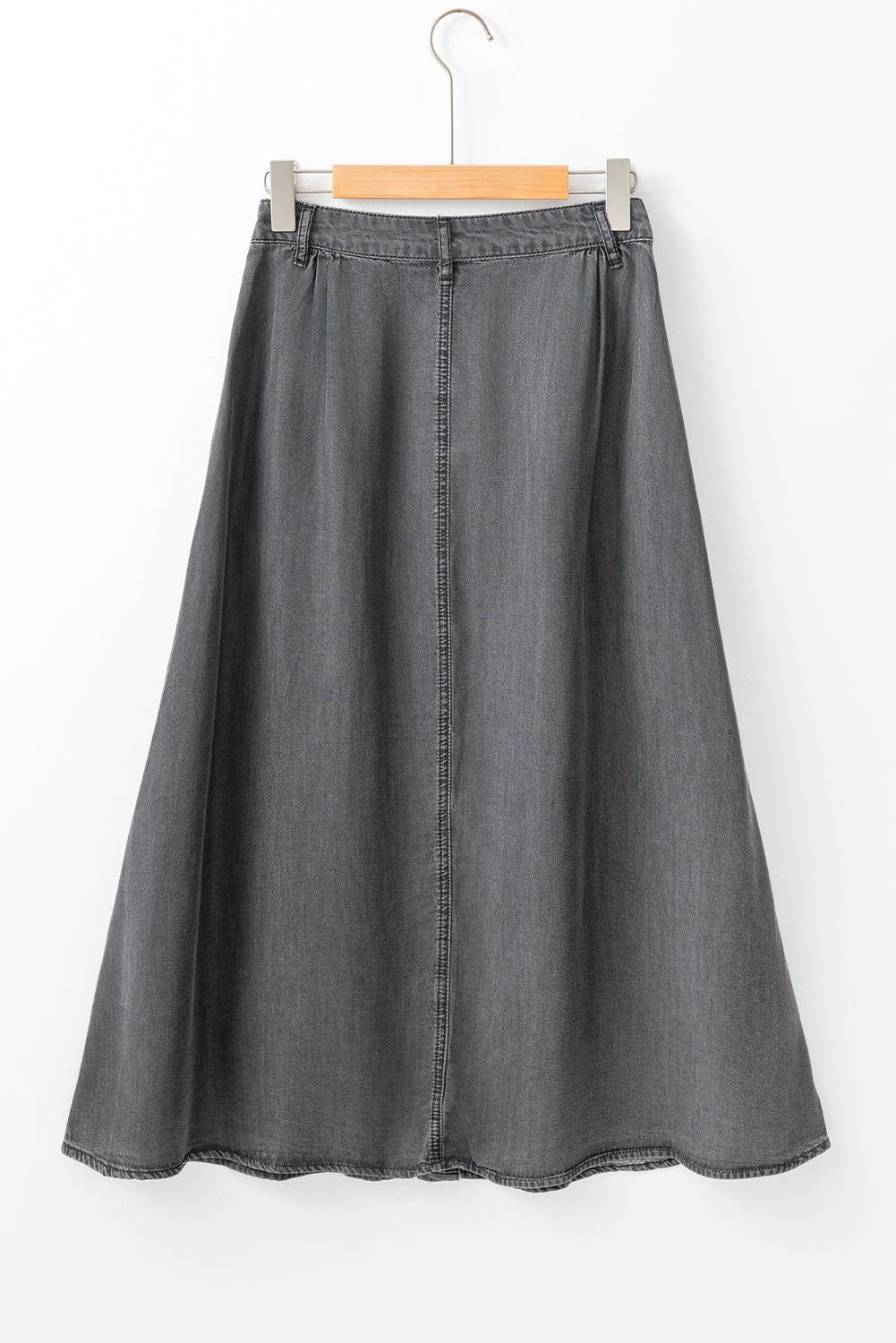 Dark Grey Fully Buttoned Long Denim Skirt - Premium Bottoms/Skirts & Petticoat from Ashes 2 Wildflowers Boutique, LLC- Just $35.40! Shop now at Ashes 2 Wildflowers Boutique, LLC