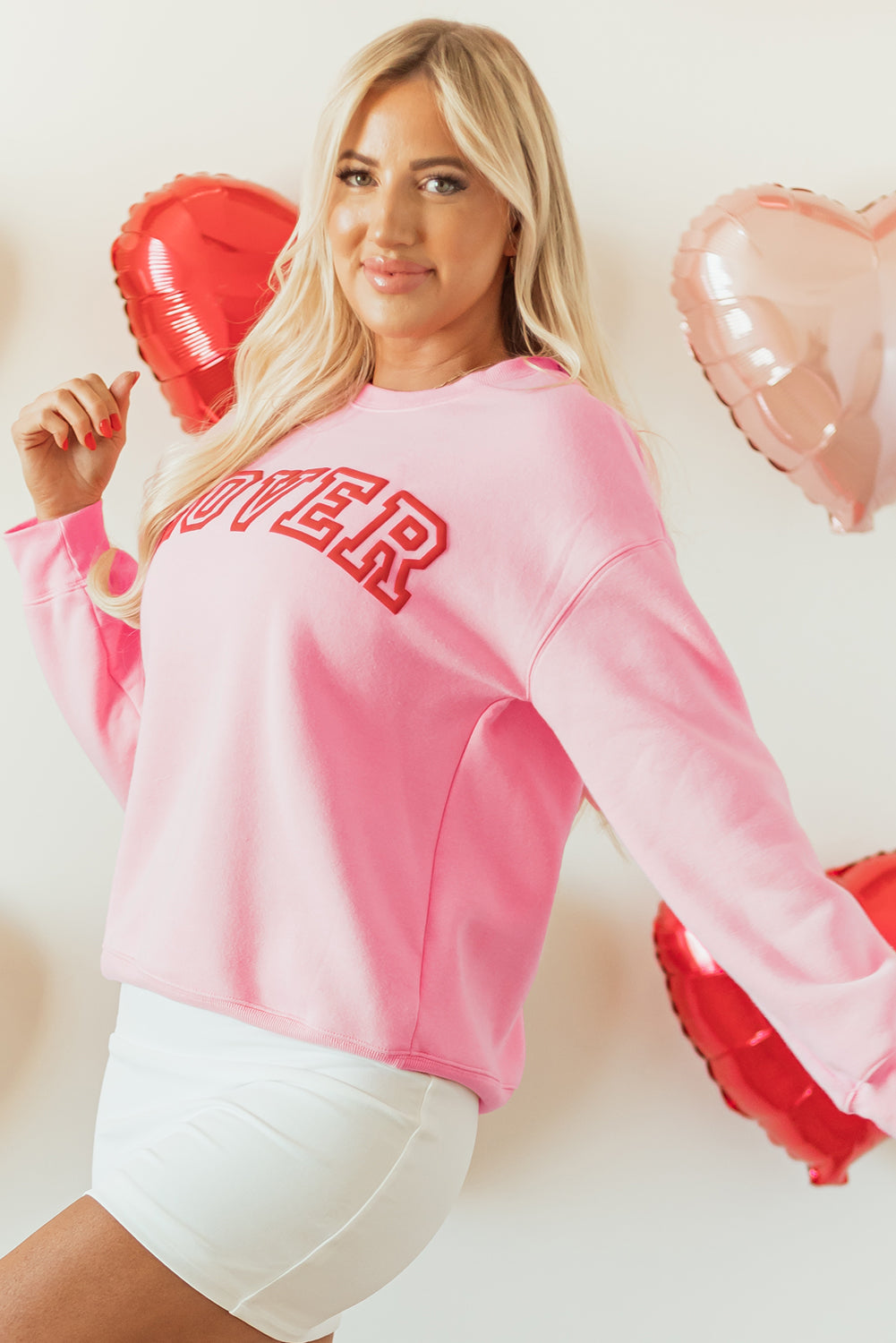 Pink LOVER Puff Print Drop Shoulder Pullover Sweatshirt - Premium Graphic/Graphic Sweatshirts from Ashes 2 Wildflowers Boutique, LLC- Just $23.43! Shop now at Ashes 2 Wildflowers Boutique, LLC