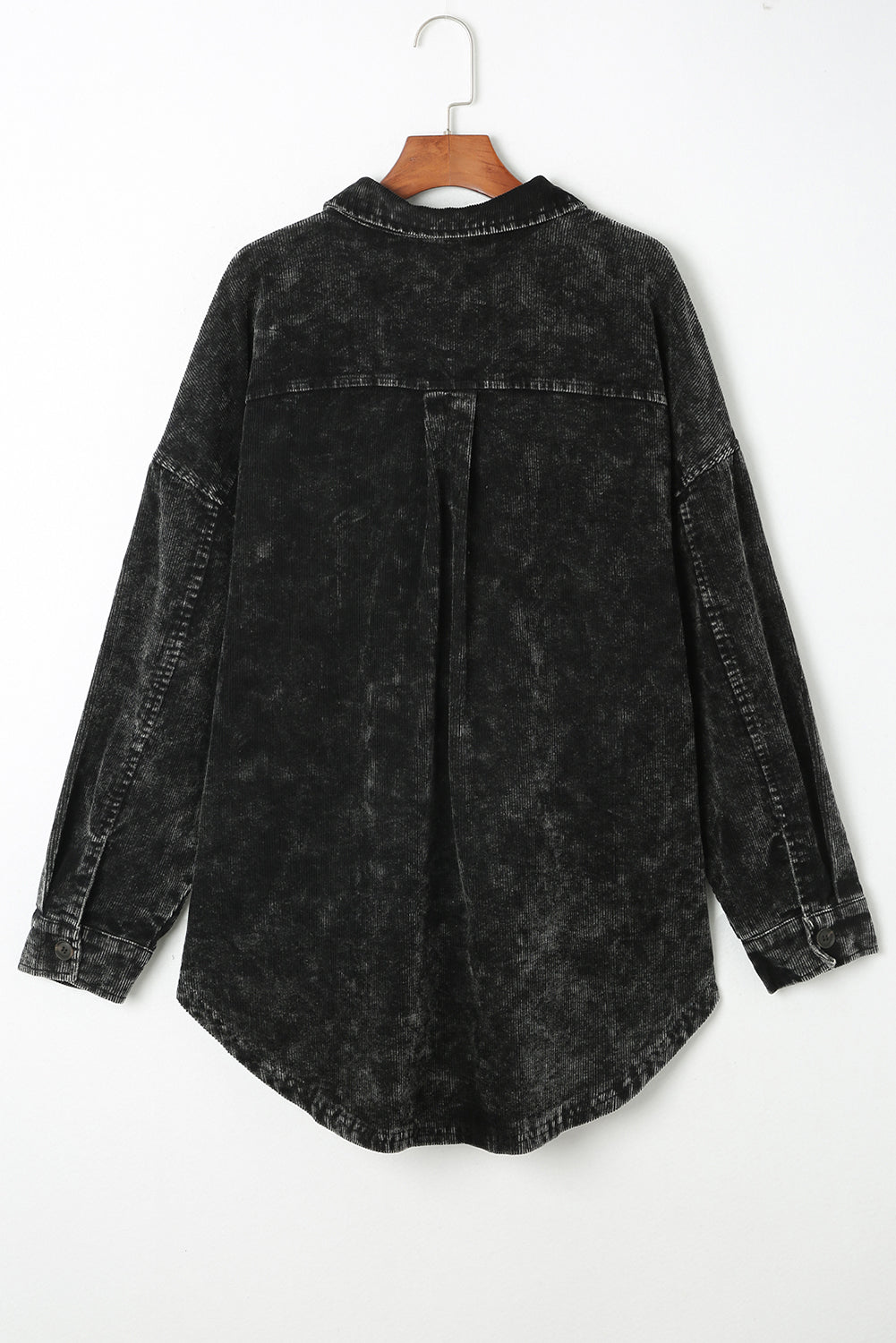 Black Vintage Distressed Mineral Wash Oversized Shacket - Premium Outerwear from Momma Done Gone Crafty- Just $61.50! Shop now at Momma Done Gone Crafty