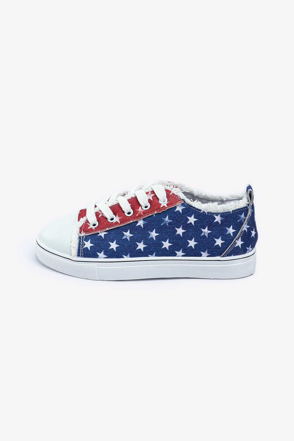 Multicolor American Flag Stars Printed Frayed Detail Lace-up Shoes - Premium Shoes & Bags/Women's Shoes from Ashes 2 Wildflowers Boutique, LLC- Just $19.95! Shop now at Ashes 2 Wildflowers Boutique, LLC