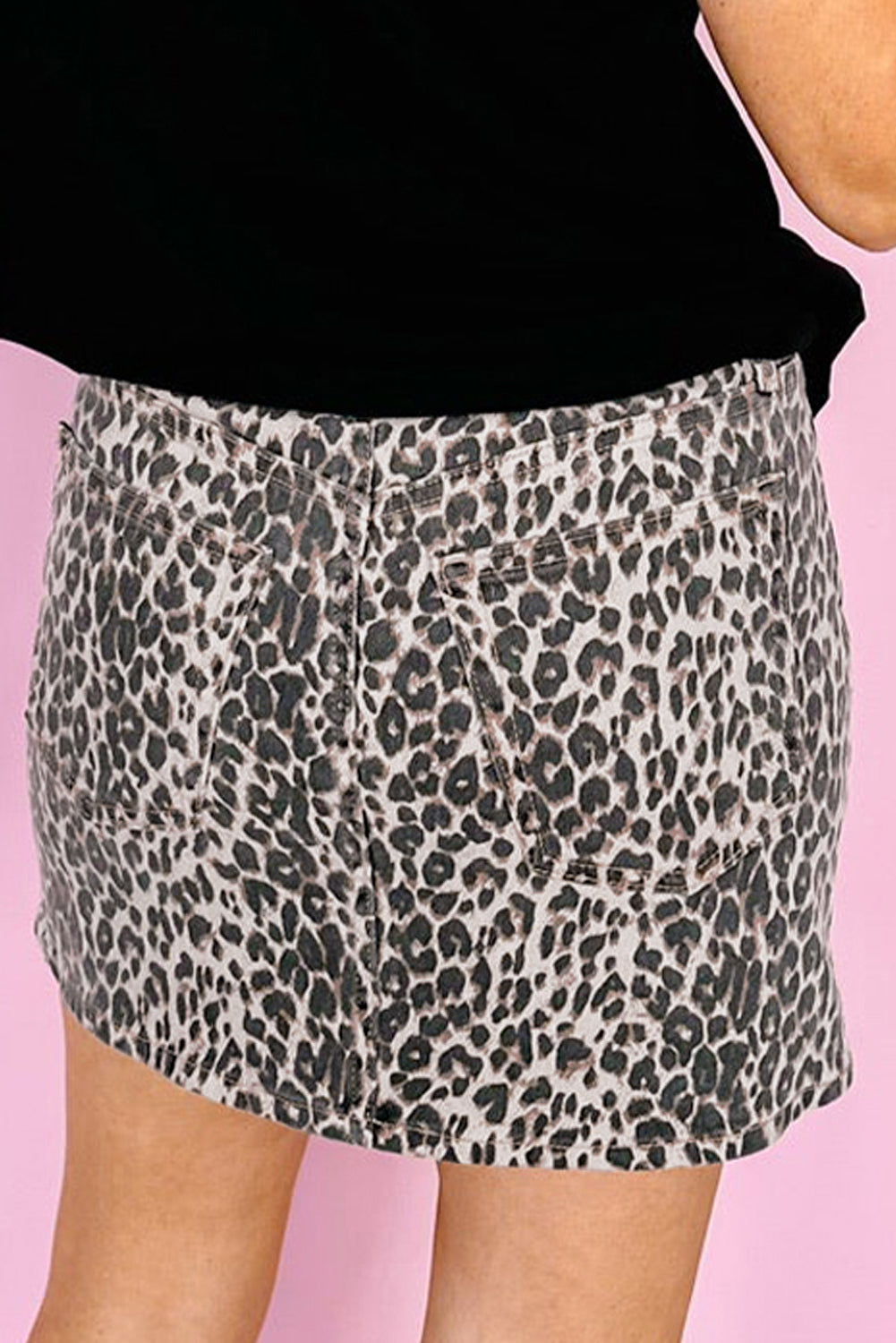 Khaki Leopard Denim Mini Skirt - Premium Bottoms/Skirts & Petticoat from Ashes 2 Wildflowers Boutique, LLC- Just $22.05! Shop now at Ashes 2 Wildflowers Boutique, LLC