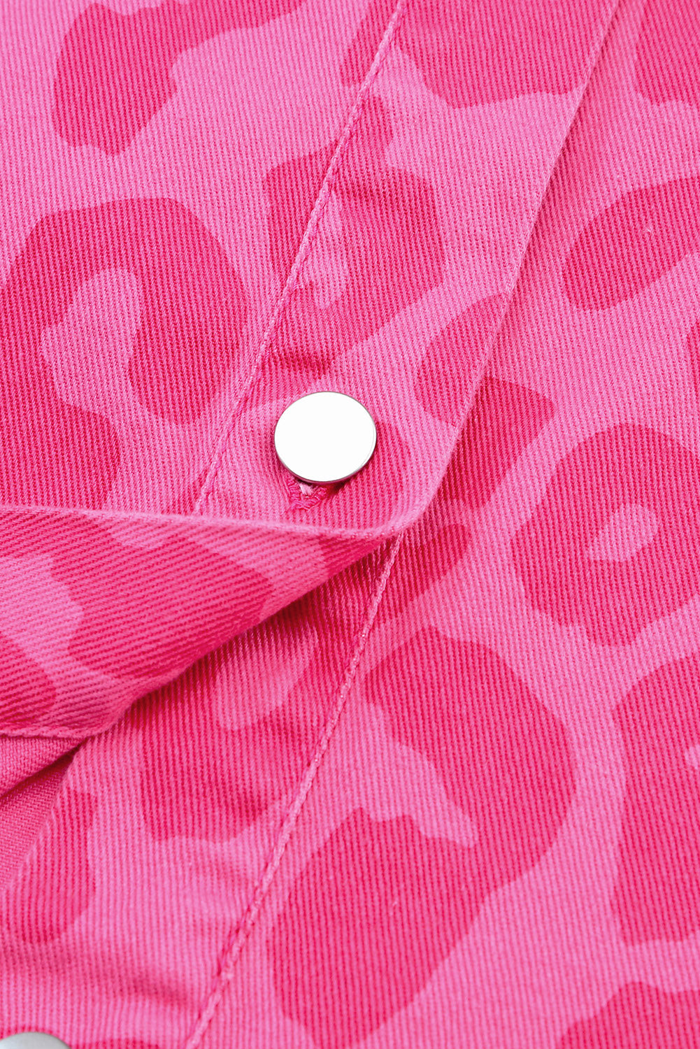 Pink Leopard Print Button Cuffs Raw Hem Jacket - Premium Outerwear from Momma Done Gone Crafty- Just $55.80! Shop now at Momma Done Gone Crafty