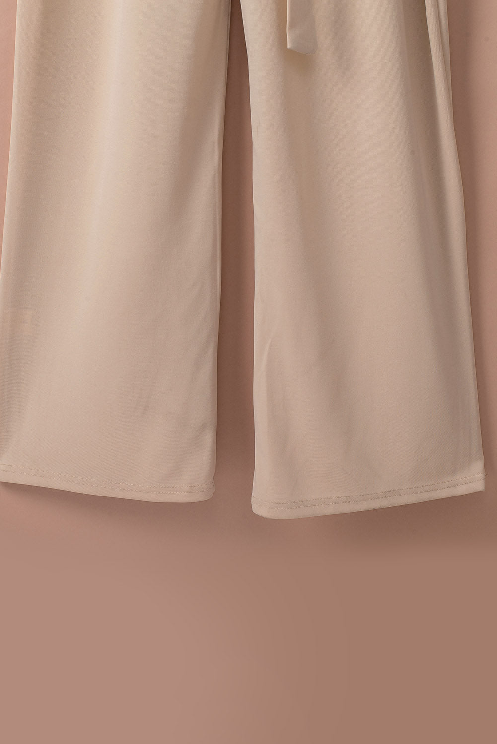 Apricot Bracelet Sleeve Waist Tie Wide Leg Jumpsuit - Premium Bottoms from Momma Done Gone Crafty- Just $44.10! Shop now at Momma Done Gone Crafty
