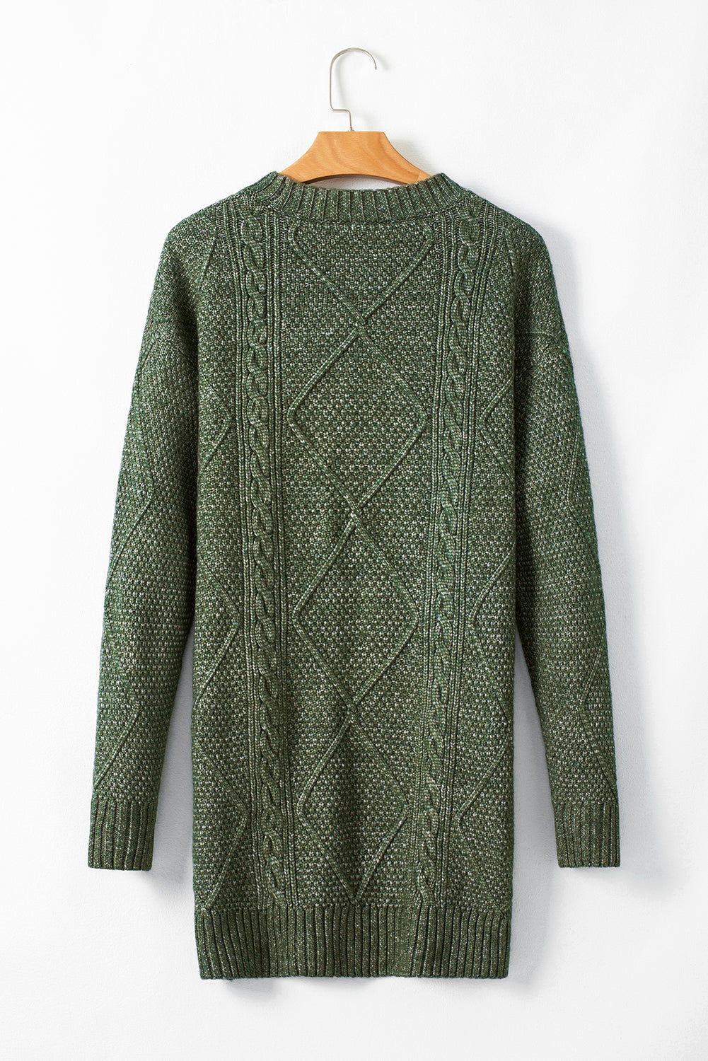 Mist Green Cable Knit Drop Shoulder Loose Fit Sweater Dress - Premium Sweaters & Cardigans/Sweater Dresses from Momma Done Gone Crafty- Just $35.85! Shop now at Momma Done Gone Crafty