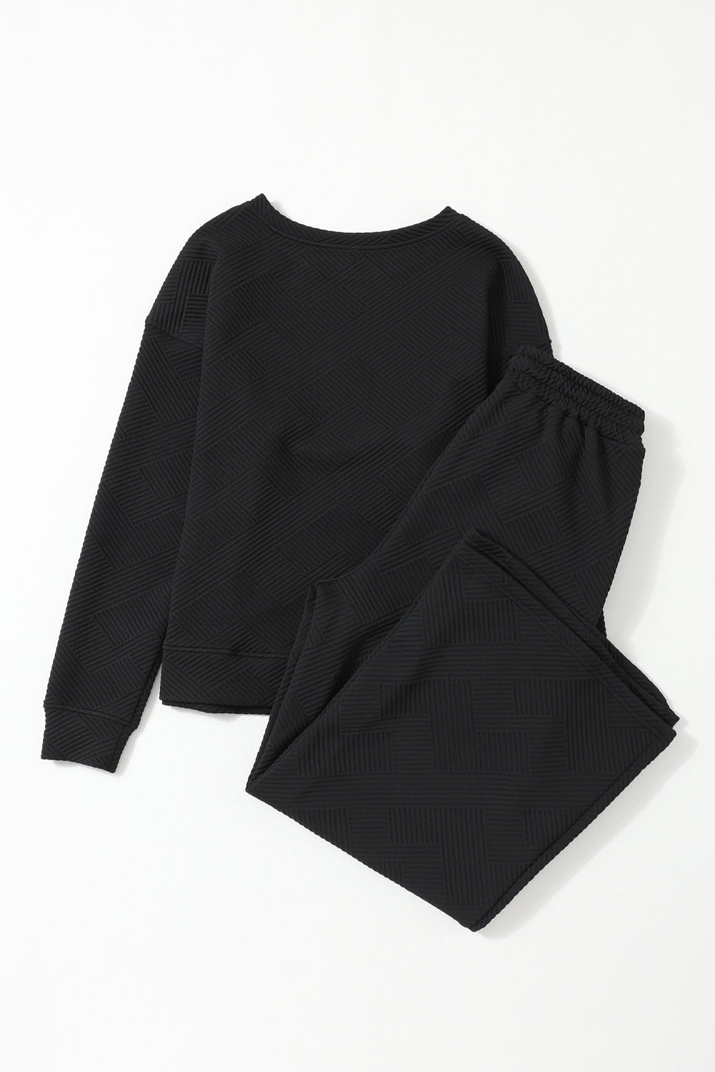 Black Ultra Loose Textured 2pcs Slouchy Outfit - Premium Loungewear from Momma Done Gone Crafty- Just $36.60! Shop now at Momma Done Gone Crafty