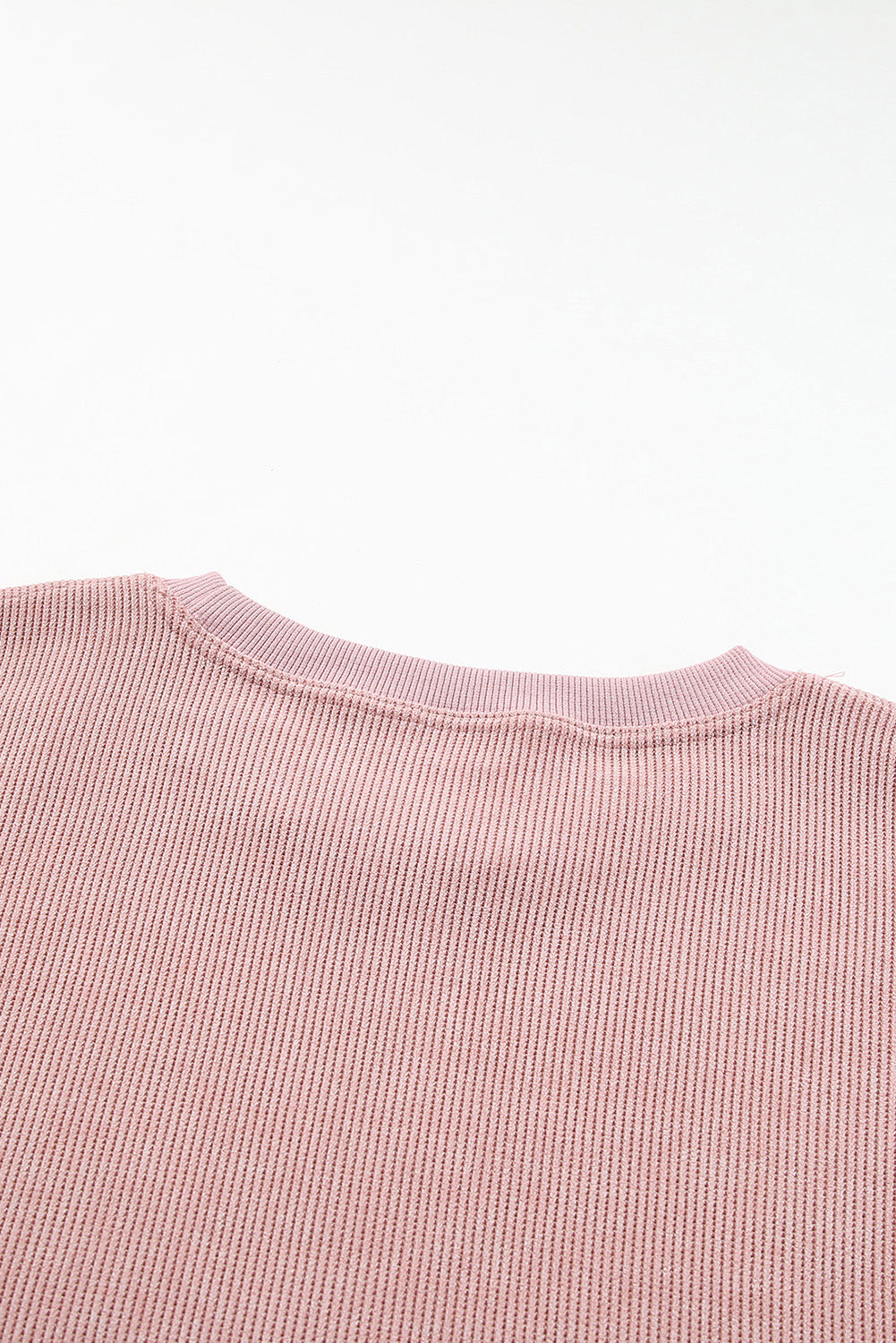 Pink Solid Ribbed Knit Round Neck Pullover Sweatshirt - Premium Tops from Momma Done Gone Crafty- Just $38.94! Shop now at Momma Done Gone Crafty