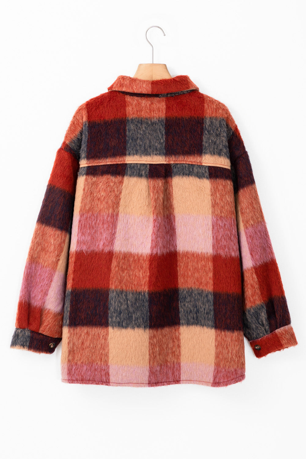 Orange Plaid Print Flap Pockets Buttoned Casual Plus Size Jacket - Premium Plus Size/Plus Size Outerwear from Momma Done Gone Crafty- Just $45.15! Shop now at Momma Done Gone Crafty