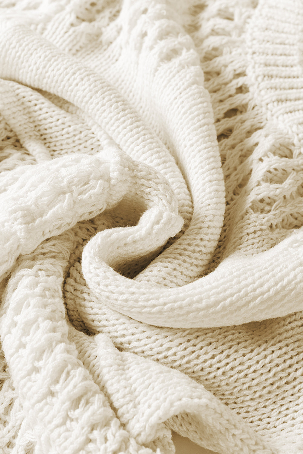 White Solid Color Pointelle Knit Puff Sleeve Sweater - Premium Tops from Momma Done Gone Crafty- Just $40.20! Shop now at Momma Done Gone Crafty