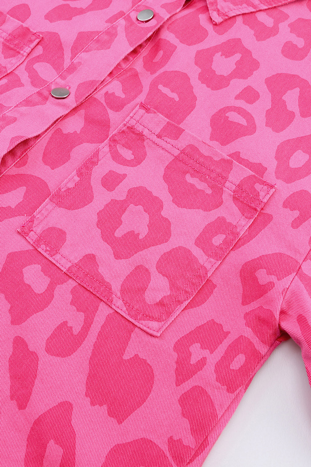Pink Leopard Print Button Cuffs Raw Hem Jacket - Premium Outerwear from Momma Done Gone Crafty- Just $55.80! Shop now at Momma Done Gone Crafty