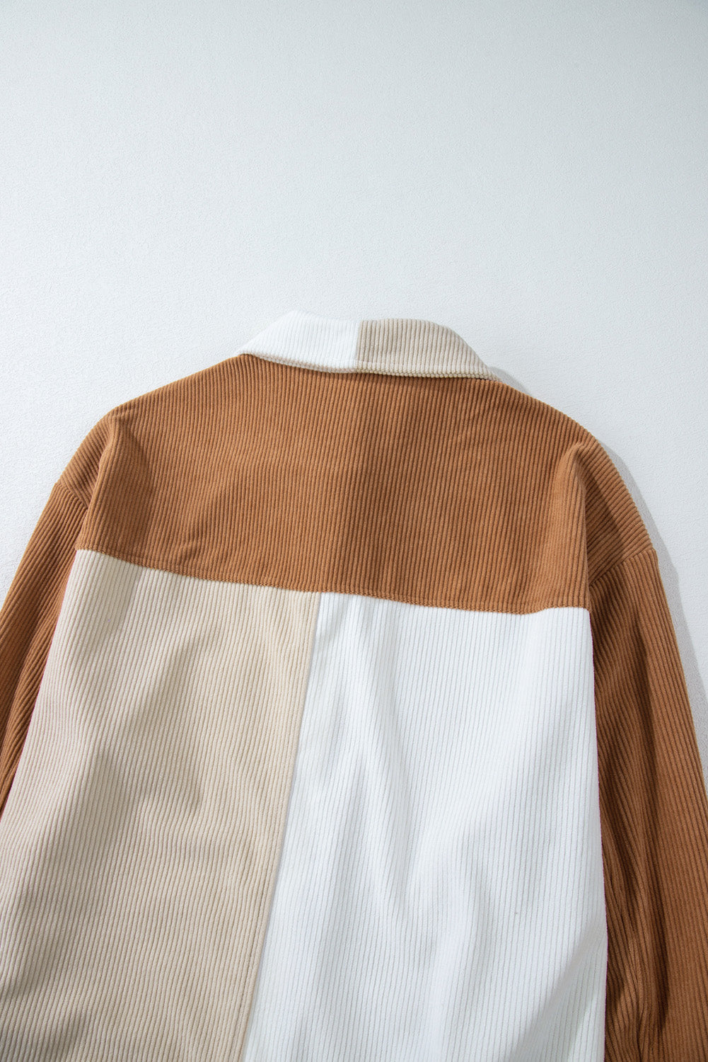 Multicolour Corduroy Colorblock Loose Shacket - Premium Outerwear from Momma Done Gone Crafty- Just $50.82! Shop now at Momma Done Gone Crafty
