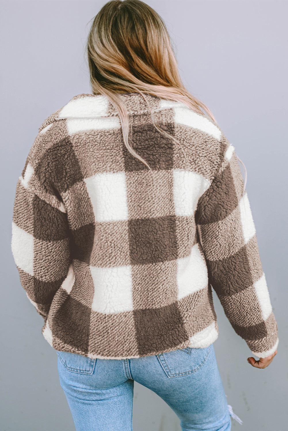 Khaki Plaid Sherpa Buttoned Flap Pocket Shacket - Premium Outerwear from Momma Done Gone Crafty- Just $48.99! Shop now at Momma Done Gone Crafty