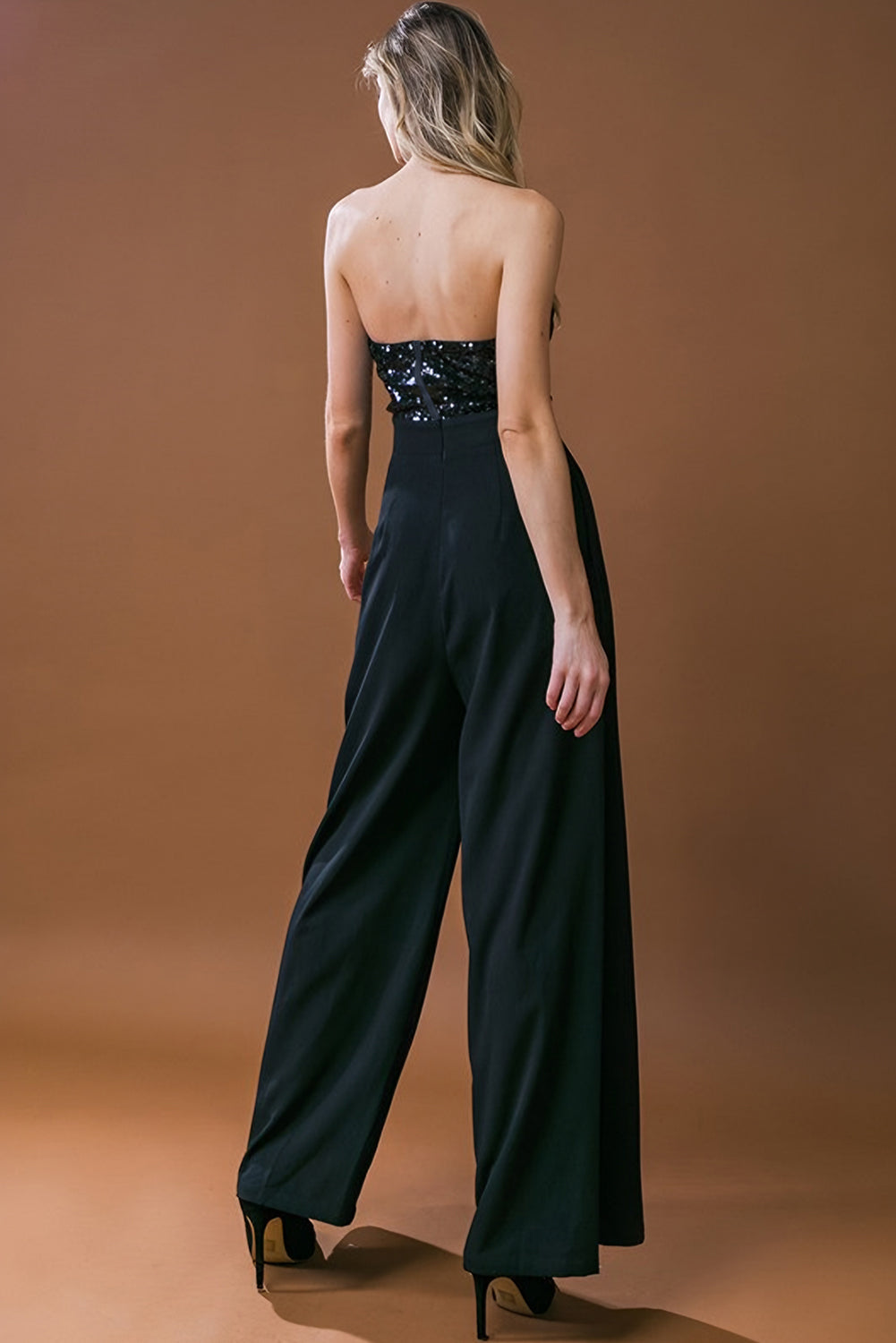 Black Sequin Tube Top Wide Leg Jumpsuit - Premium Bottoms/Jumpsuits & Rompers from Momma Done Gone Crafty- Just $33.63! Shop now at Momma Done Gone Crafty