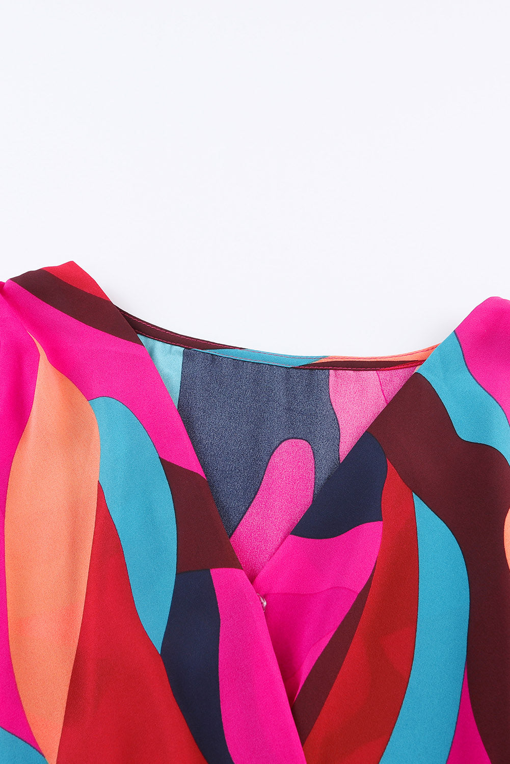 Red Abstract Printed Belted Puff Sleeve Mini Dress - Premium Dresses from Momma Done Gone Crafty- Just $49.94! Shop now at Momma Done Gone Crafty