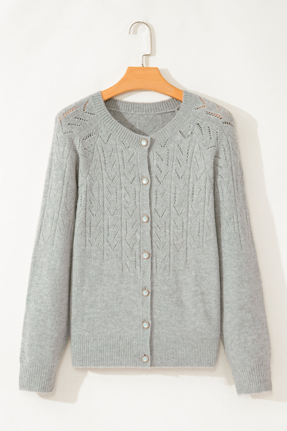 Hollow Out Buttoned Knit Cardigan - Premium Tops from Momma Done Gone Crafty- Just $59.10! Shop now at Momma Done Gone Crafty