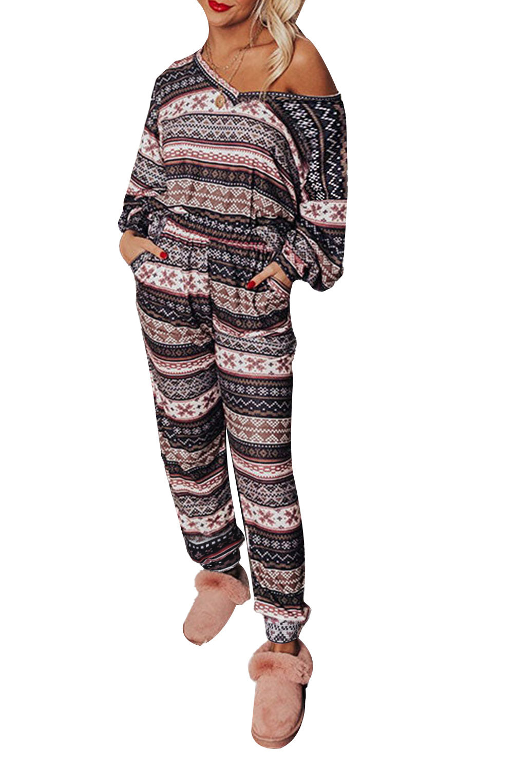 Black Christmas Snowflake Print Long Sleeve and Joggers Lounge Set - Premium Loungewear from Momma Done Gone Crafty- Just $17.97! Shop now at Momma Done Gone Crafty