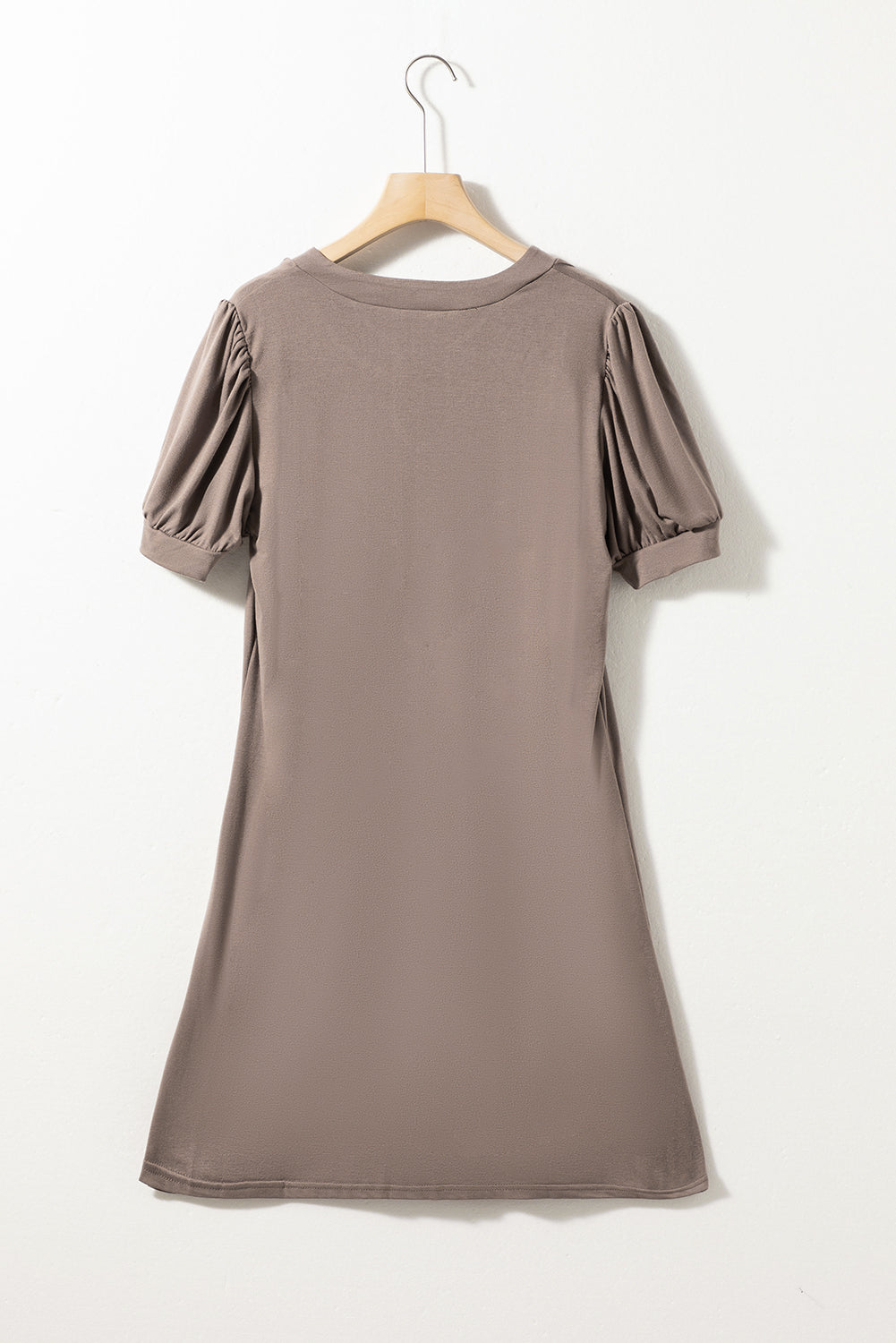 Desert Palm Notched Neck Pleated Puff Sleeve Shift T-shirt Dress - Premium Dresses/T Shirt Dresses from Ashes 2 Wildflowers Boutique, LLC- Just $18.03! Shop now at Ashes 2 Wildflowers Boutique, LLC