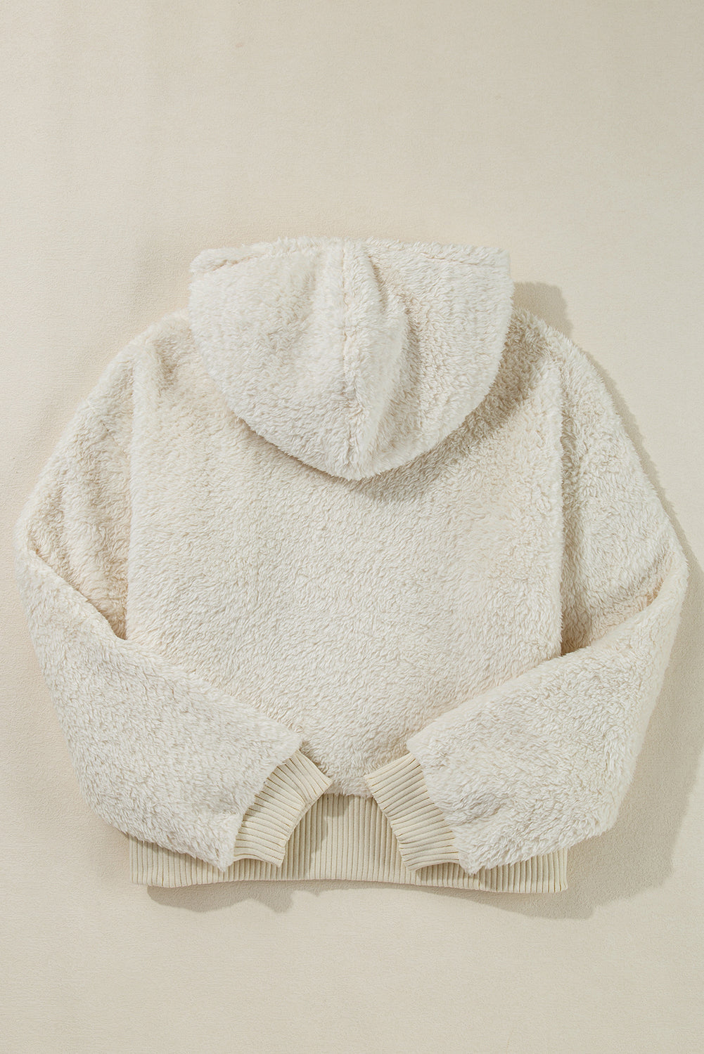 White Contrast Ribbed Edge Plush Hoodie - Premium Tops/Sweatshirts & Hoodies from Ashes 2 Wildflowers Boutique, LLC- Just $30.50! Shop now at Ashes 2 Wildflowers Boutique, LLC