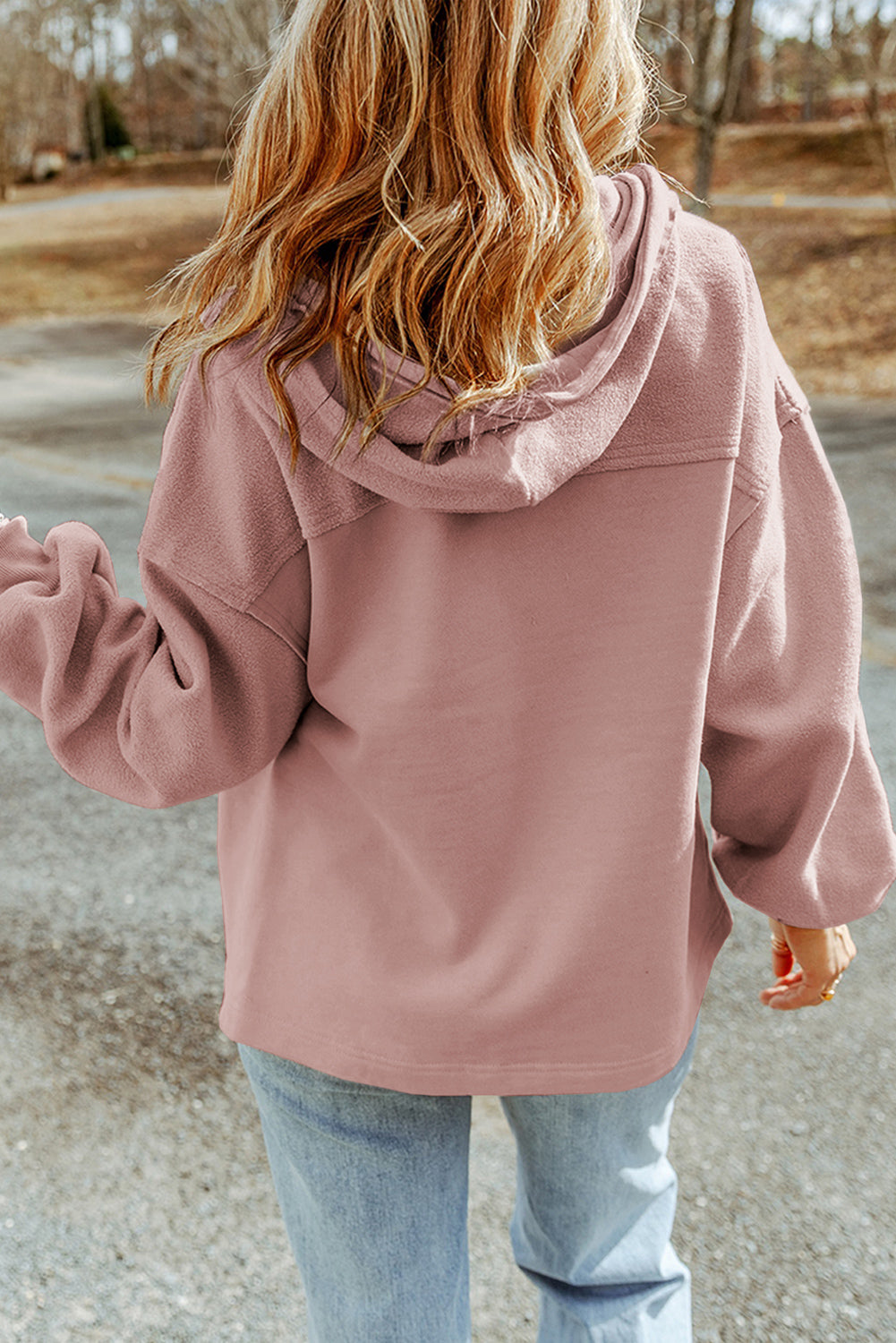 Pink Flap Pocket Drawstring Hood Zip Up Jacket - Premium Outerwear from Momma Done Gone Crafty- Just $58.99! Shop now at Momma Done Gone Crafty