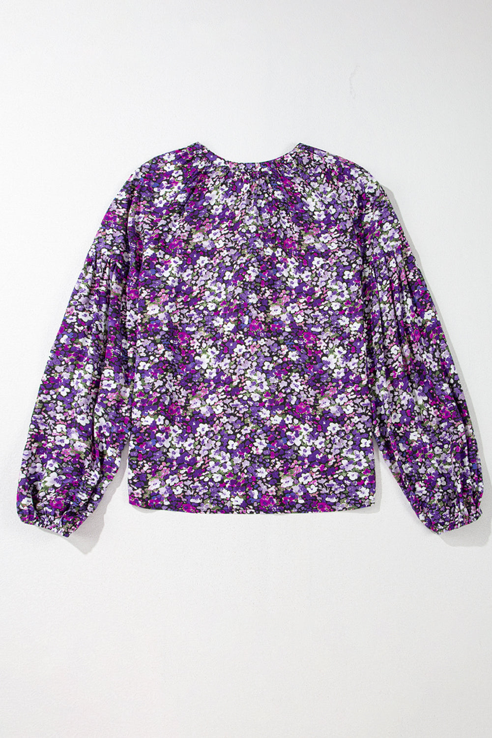 Purple Boho Flower Split V Neck Bubble Sleeve Blouse - Premium Tops/Blouses & Shirts from Ashes 2 Wildflowers Boutique, LLC- Just $21.85! Shop now at Ashes 2 Wildflowers Boutique, LLC