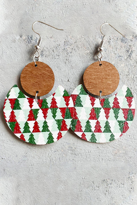 Dark Green Christmas Checker Graphic Wooden Earrings - Premium Accessories from Momma Done Gone Crafty- Just $5.40! Shop now at Momma Done Gone Crafty