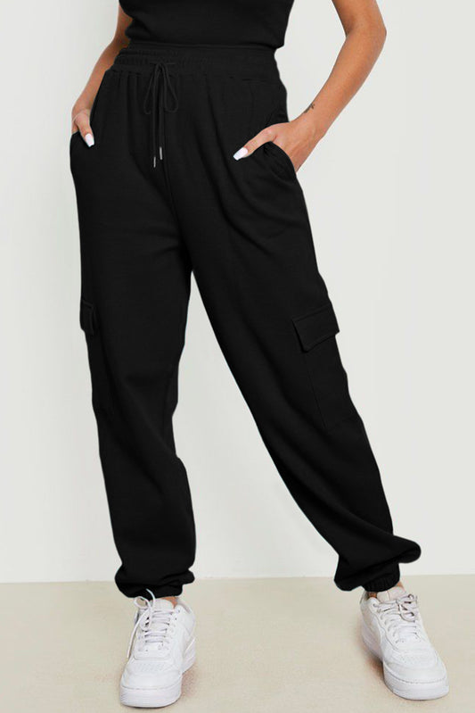 Black Waffle Texture Cargo Pocket Jogger Pants - Premium Bottoms/Pants & Culotte from Momma Done Gone Crafty- Just $25.77! Shop now at Momma Done Gone Crafty