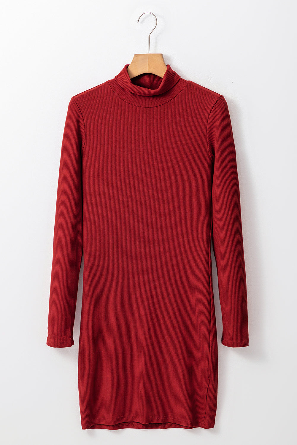 Racing Red Ribbed Knit Long Sleeve High Neck Mini Dress - Premium Sweaters & Cardigans/Sweater Dresses from Momma Done Gone Crafty- Just $18.90! Shop now at Momma Done Gone Crafty