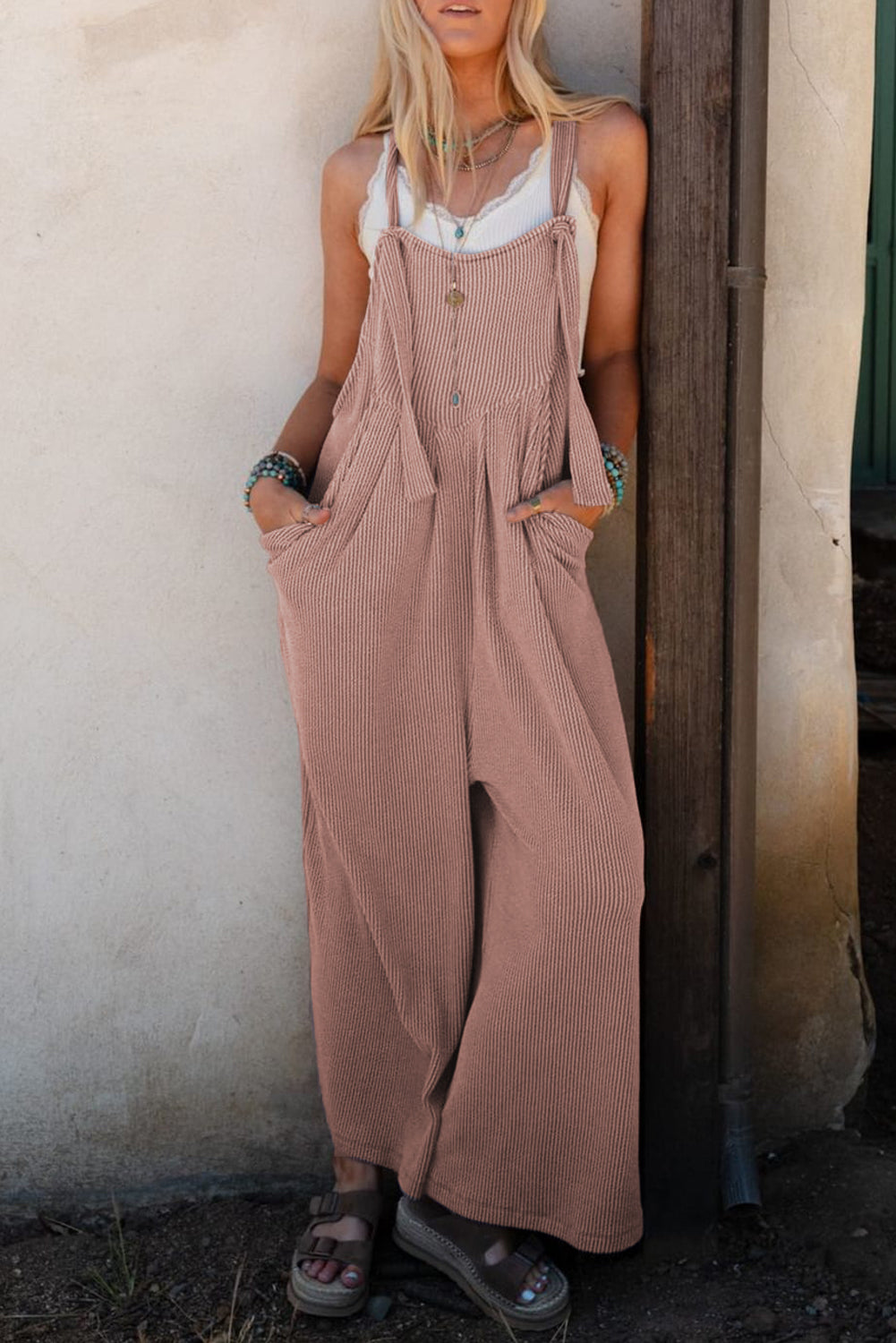 DUNE Corded Adjustable Straps Wide Leg Loose Overall - Premium Bottoms/Jumpsuits & Rompers from Ashes 2 Wildflowers Boutique, LLC- Just $54.99! Shop now at Ashes 2 Wildflowers Boutique, LLC