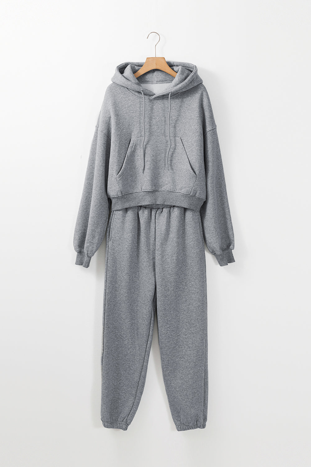 Gray Solid Drop Shoulder Hoodie and Joggers Activewear Set - Premium Activewear/Activewear Sets from Ashes 2 Wildflowers Boutique, LLC- Just $51.75! Shop now at Ashes 2 Wildflowers Boutique, LLC