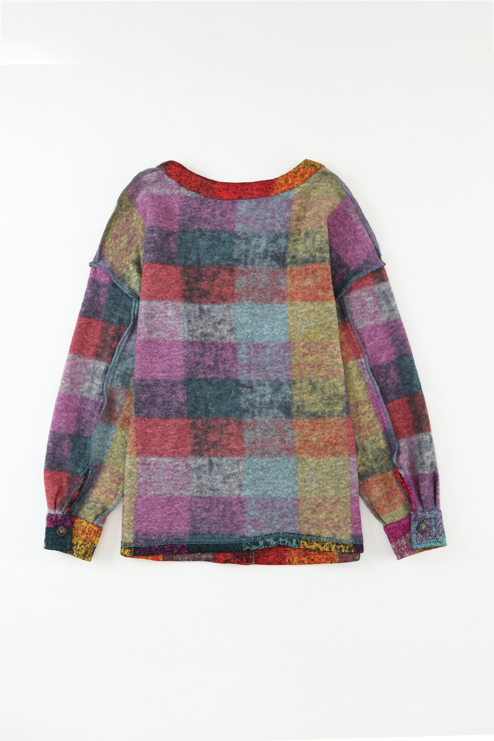 Multicolor Brushed Checked Western Buttoned Jacket - Premium Outerwear from Momma Done Gone Crafty- Just $40.20! Shop now at Momma Done Gone Crafty