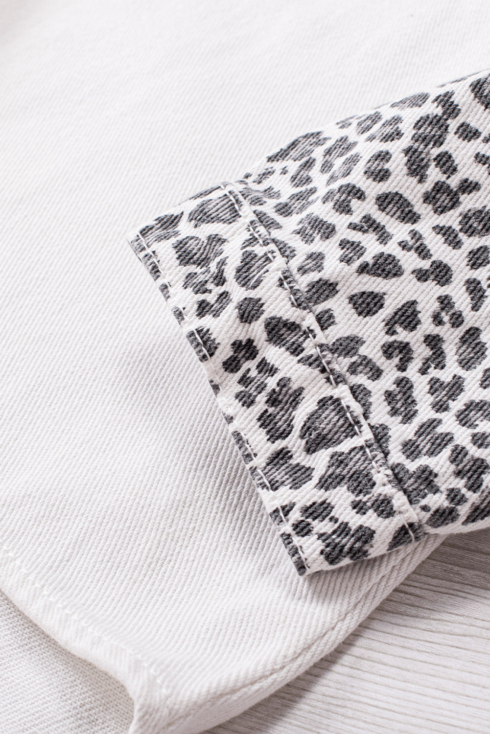 White Contrast Leopard Denim Jacket - Premium Outerwear/Denim jackets from Momma Done Gone Crafty- Just $55! Shop now at Momma Done Gone Crafty