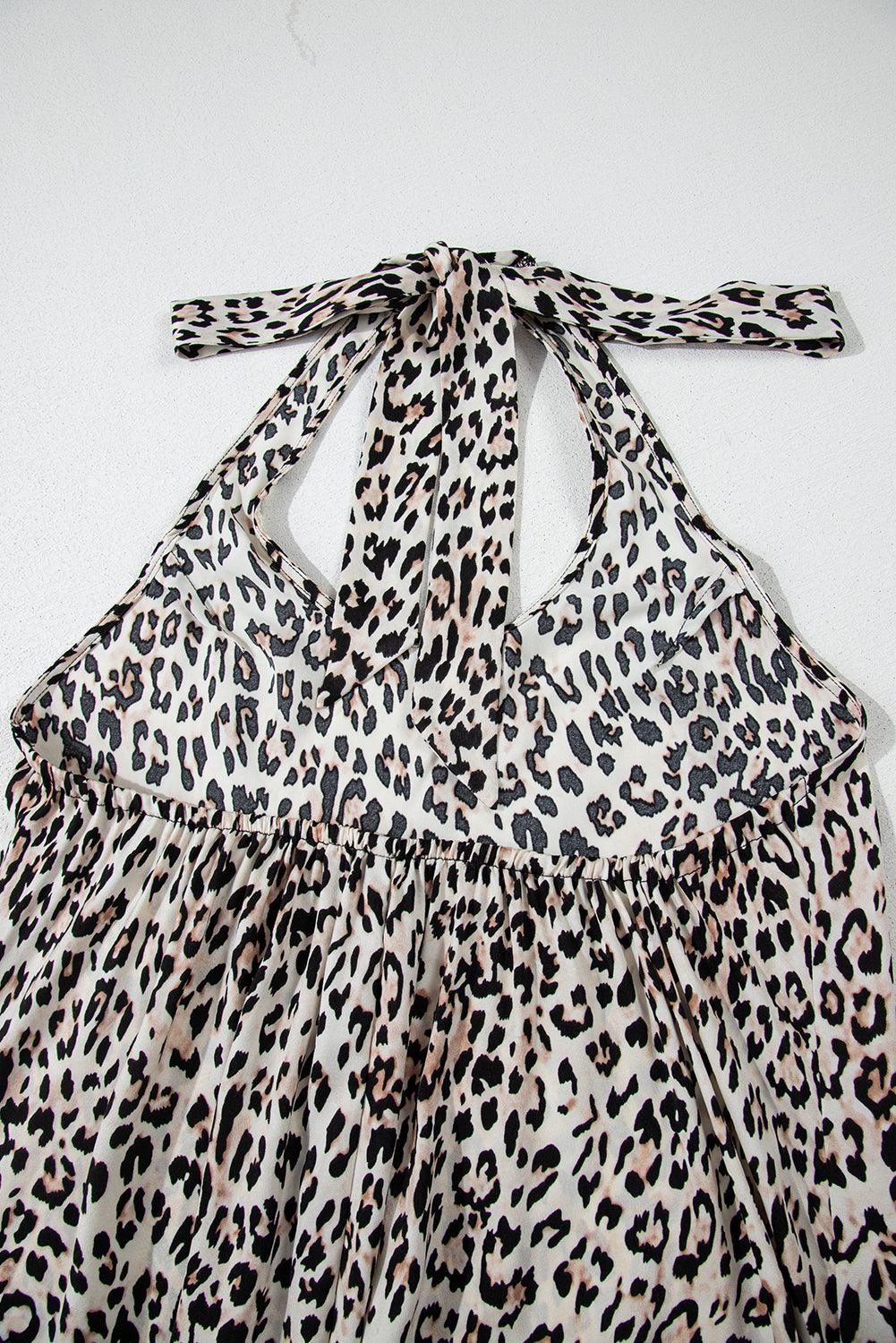 Brown Leopard Printed Halter Neck Backless Ruffled Hem Maxi Dress - Premium Dresses/Maxi Dresses from Ashes 2 Wildflowers Boutique, LLC- Just $42.99! Shop now at Ashes 2 Wildflowers Boutique, LLC