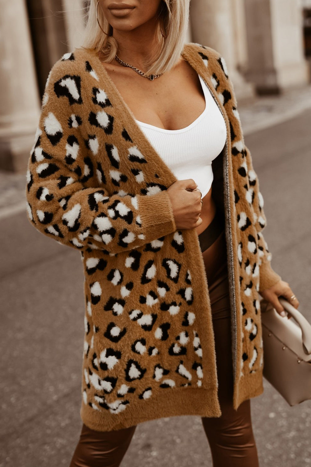 Brown Leopard Print Fur Cardigan - Premium Tops from Momma Done Gone Crafty- Just $45.60! Shop now at Momma Done Gone Crafty