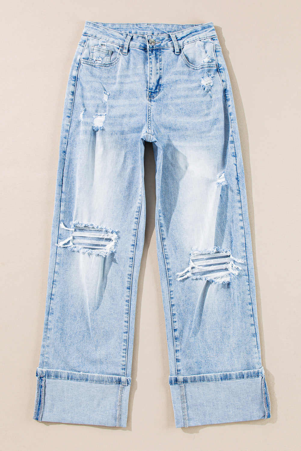 Beau Blue Light Wash Distressed Flare Jeans - Premium Bottoms/Jeans from Ashes 2 Wildflowers Boutique, LLC- Just $42.28! Shop now at Ashes 2 Wildflowers Boutique, LLC