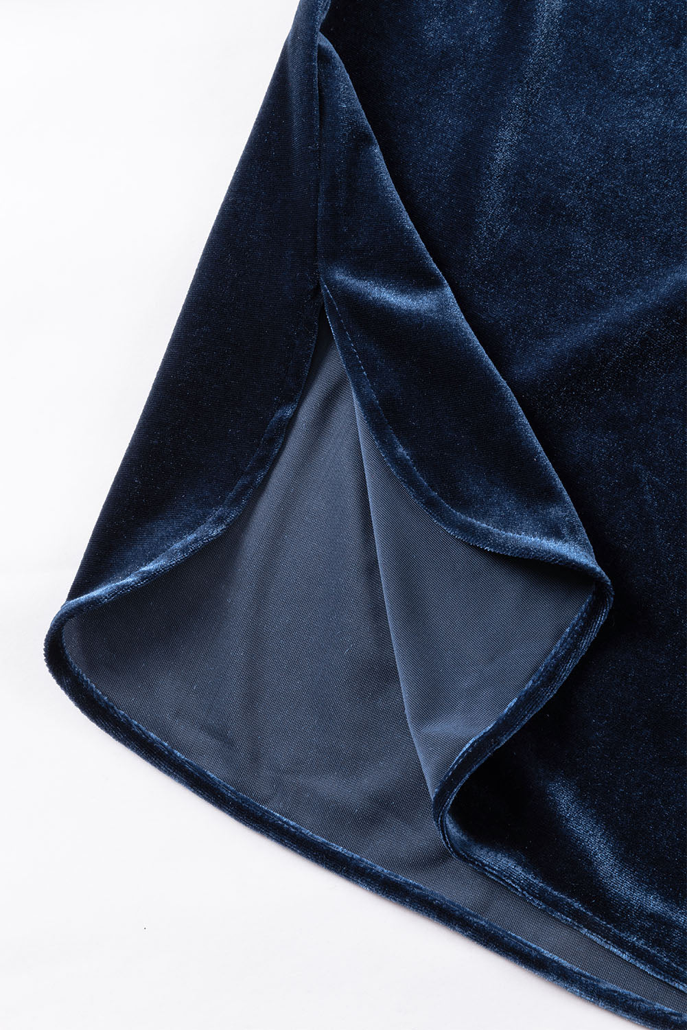 Navy Blue Frilled Neck Buttoned Front Velvet Top - Premium Tops from Momma Done Gone Crafty- Just $40.11! Shop now at Momma Done Gone Crafty