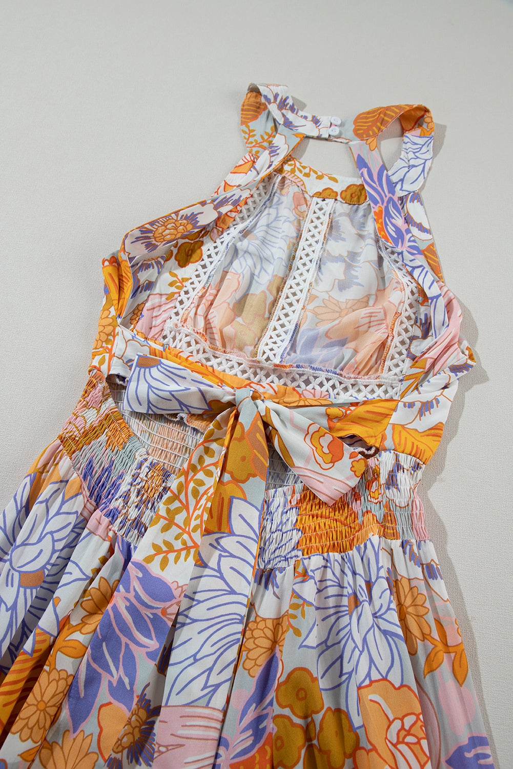 Orange Boho Floral Backless Lace up Sleeveless Maxi Dress - Premium Dresses/Maxi Dresses from Ashes 2 Wildflowers Boutique, LLC- Just $41.19! Shop now at Ashes 2 Wildflowers Boutique, LLC