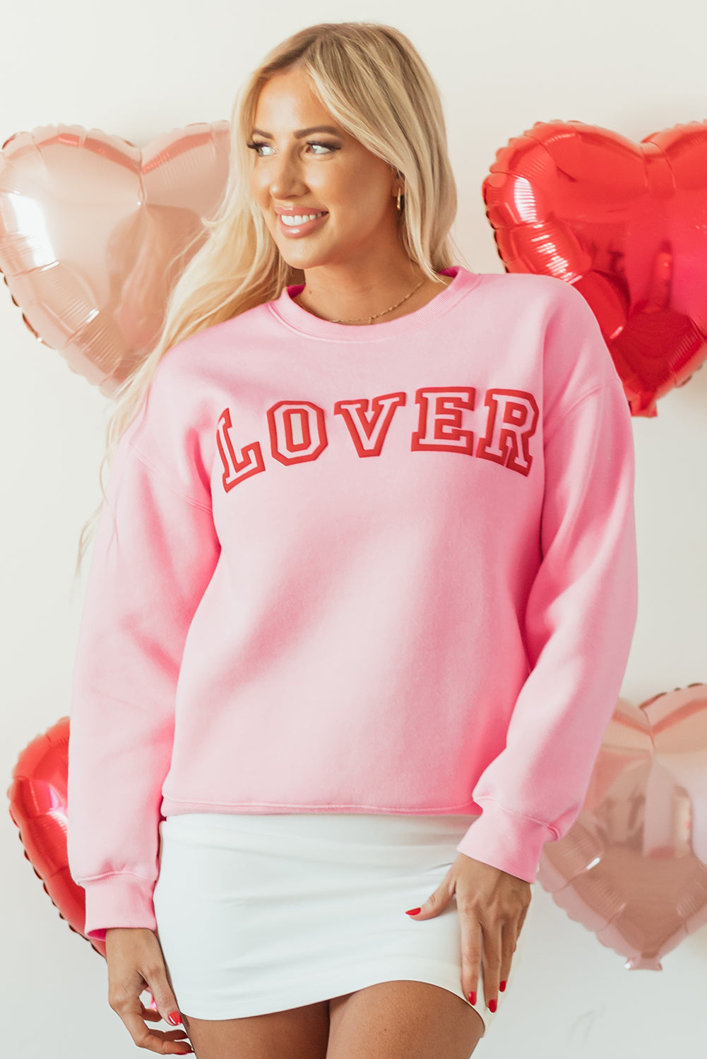 Pink LOVER Puff Print Drop Shoulder Pullover Sweatshirt - Premium Graphic/Graphic Sweatshirts from Ashes 2 Wildflowers Boutique, LLC- Just $23.43! Shop now at Ashes 2 Wildflowers Boutique, LLC