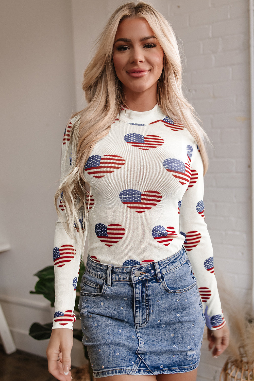 White Americana Glitter Mesh Long Sleeve Bodysuit - Premium Tops/Bodysuits from Ashes 2 Wildflowers Boutique, LLC- Just $26.90! Shop now at Ashes 2 Wildflowers Boutique, LLC