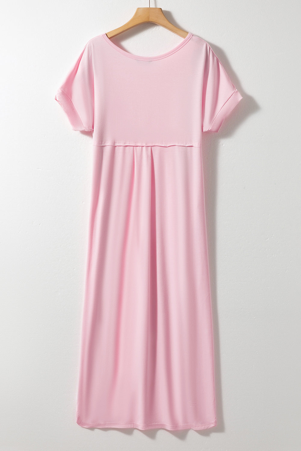 Pink V Neck Hidden Pocket Splits Maxi T-shirt Dress - Premium Dresses/T Shirt Dresses from Ashes 2 Wildflowers Boutique, LLC- Just $20.31! Shop now at Ashes 2 Wildflowers Boutique, LLC