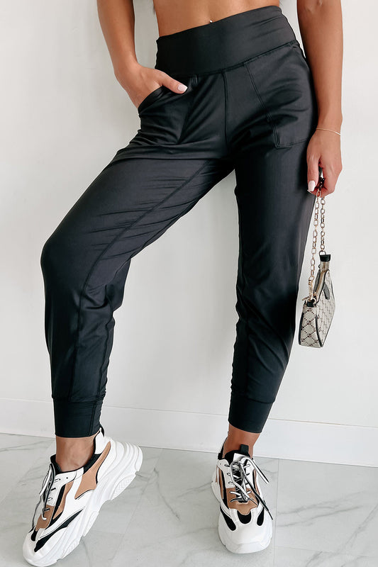Black Exposed Seam High Waist Pocketed Joggers - Premium Bottoms/Pants & Culotte from Ashes 2 Wildflowers Boutique, LLC- Just $29.30! Shop now at Ashes 2 Wildflowers Boutique, LLC