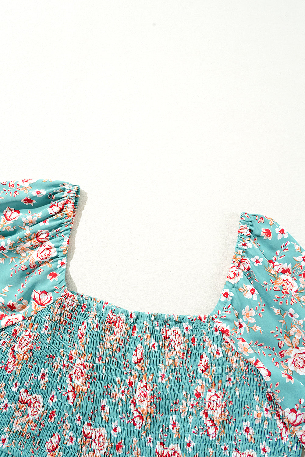 Green Plus Size Floral Print Square Neck Smocked Maxi Dress - Premium Plus Size/Plus Size Dresses/Plus Size Maxi Dresses from Momma Done Gone Crafty- Just $49.95! Shop now at Momma Done Gone Crafty