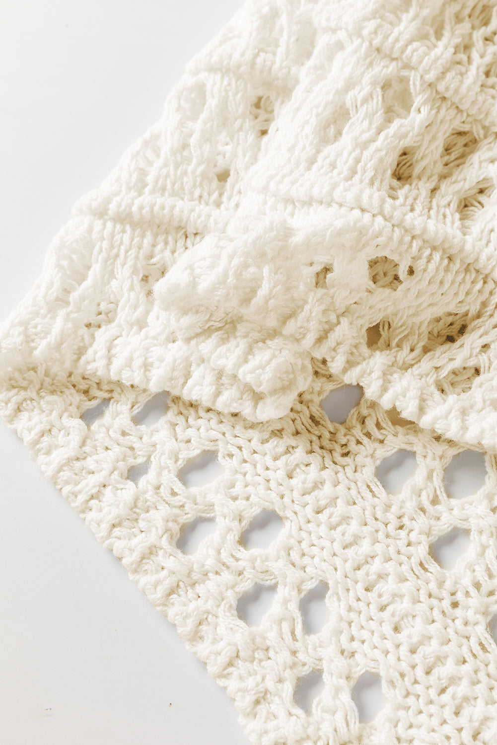 White Solid Color Pointelle Knit Puff Sleeve Sweater - Premium Tops from Momma Done Gone Crafty- Just $40.20! Shop now at Momma Done Gone Crafty