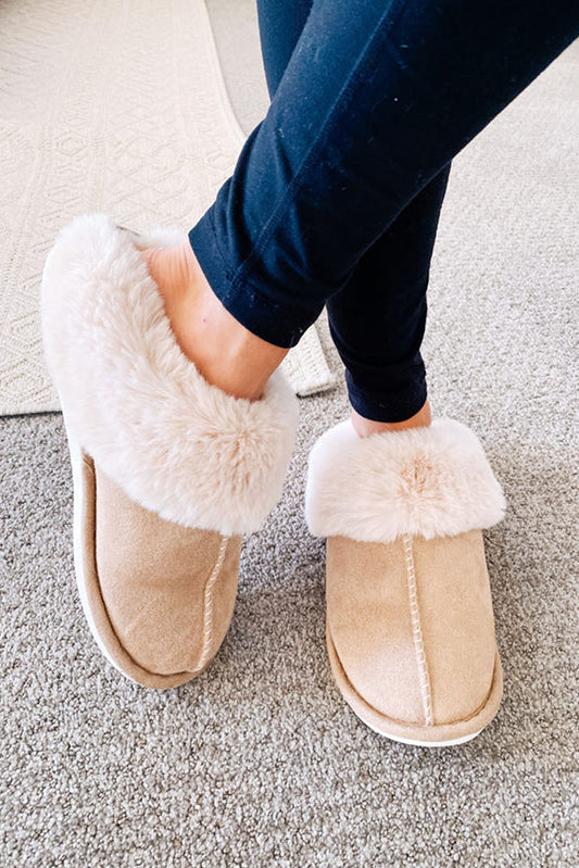 Khaki Cut and Sew Faux Suede Plush Lined Slippers - Premium Shoes & Bags from Momma Done Gone Crafty- Just $37.94! Shop now at Momma Done Gone Crafty