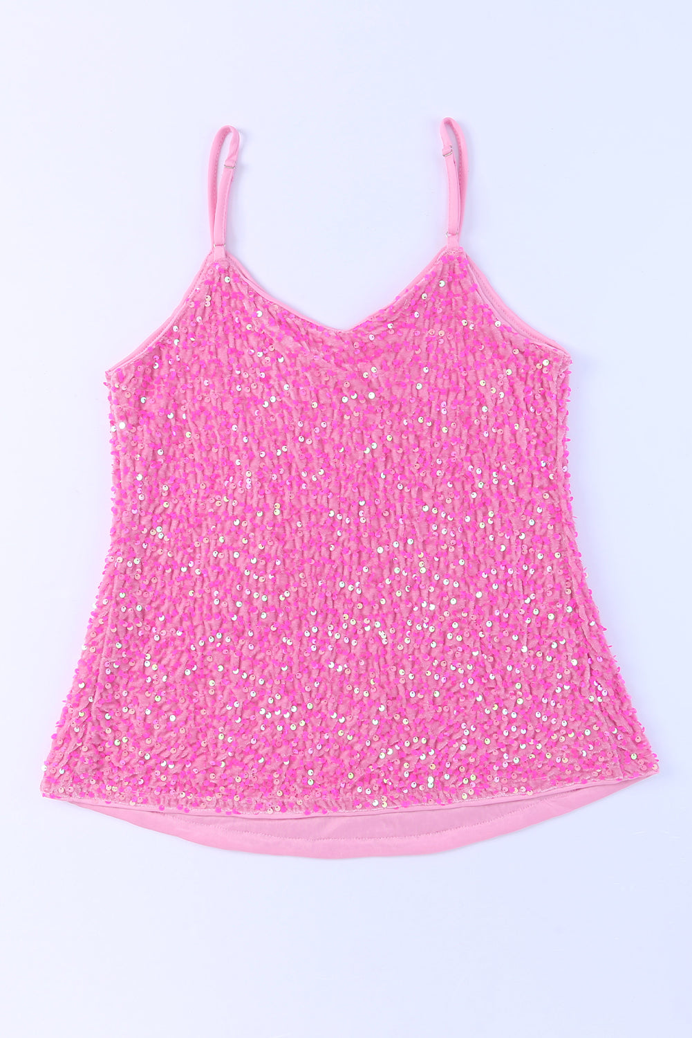 Pink Sequin Adjustable Straps Tank Top - Premium Tops from Momma Done Gone Crafty- Just $48.60! Shop now at Momma Done Gone Crafty