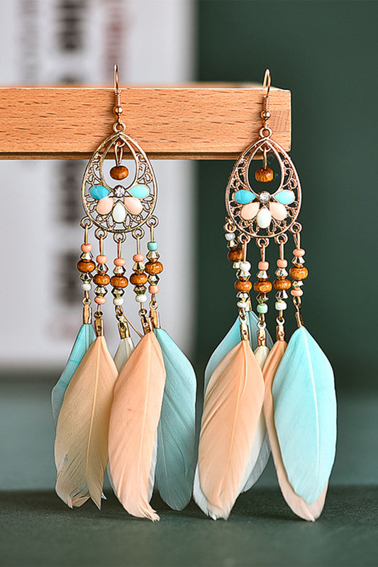 Multicolor Bohemian Hollow-out Feather Tassel Earrings - Premium Accessories/Jewelry from Momma Done Gone Crafty- Just $9.99! Shop now at Momma Done Gone Crafty