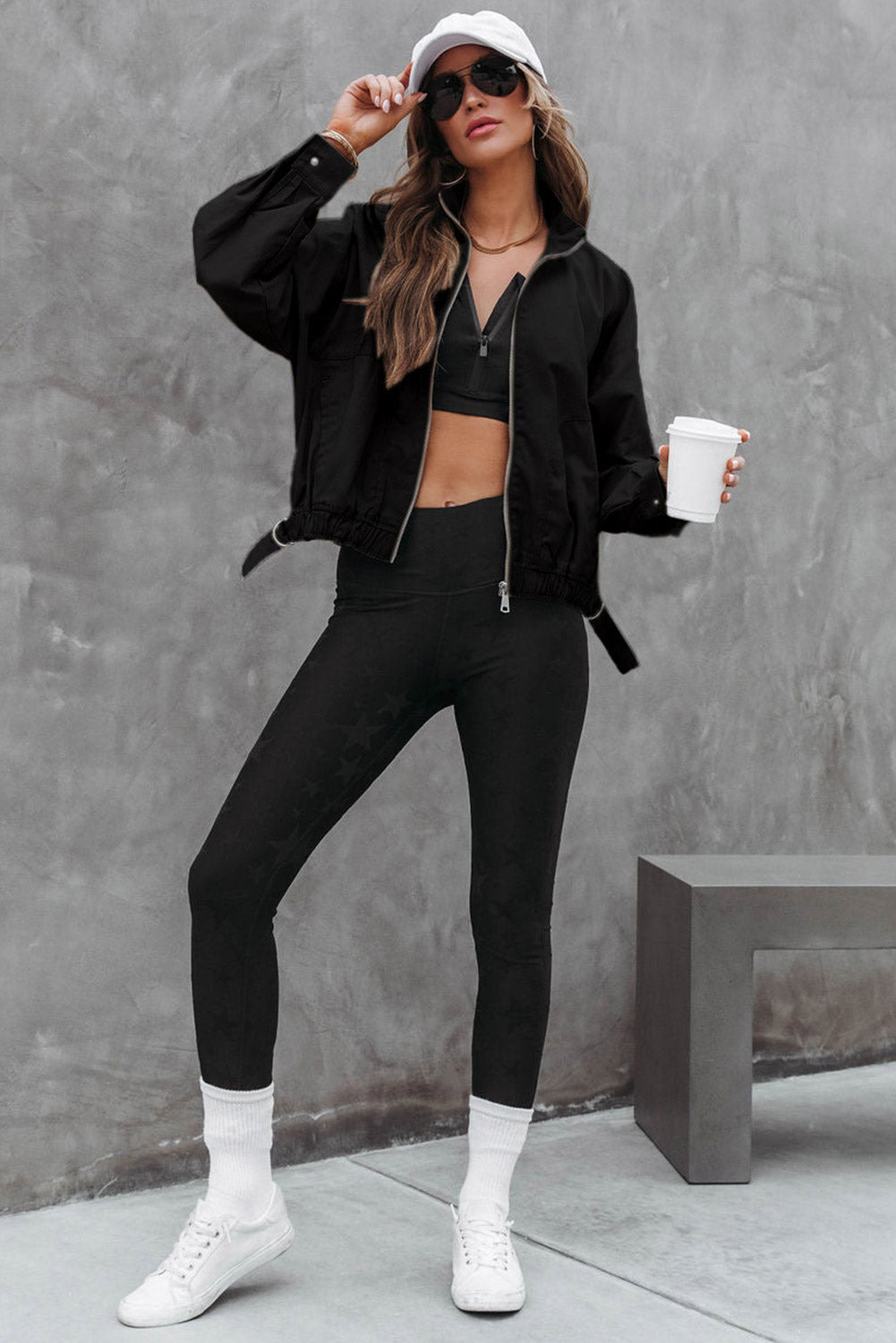 Black Solid Full Zipped Jacket - Premium Outerwear from Momma Done Gone Crafty- Just $68.94! Shop now at Momma Done Gone Crafty